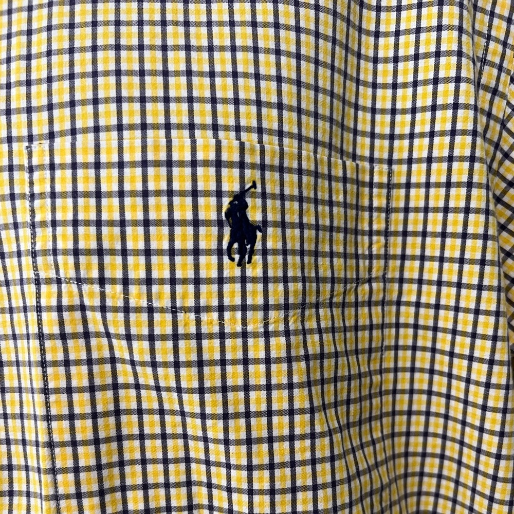 Ralph Lauren Men’s short sleeve dress shirt Medium Blake yellow/blue